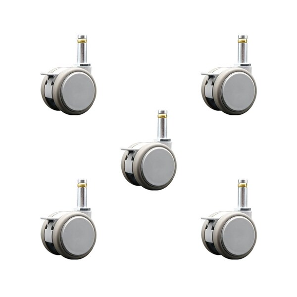 Service Caster 2 Inch MRI Safe Casters with Brakes, 7/16 Inch Grip Ring Stem, Set of 5, SCC, 5PK SCC-GR02S50-TPR-GRY-B-716138-MRI-5 - main